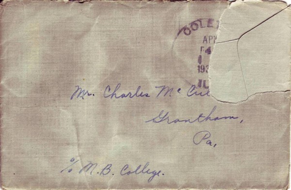 Vida McCulloh Letter Envelope